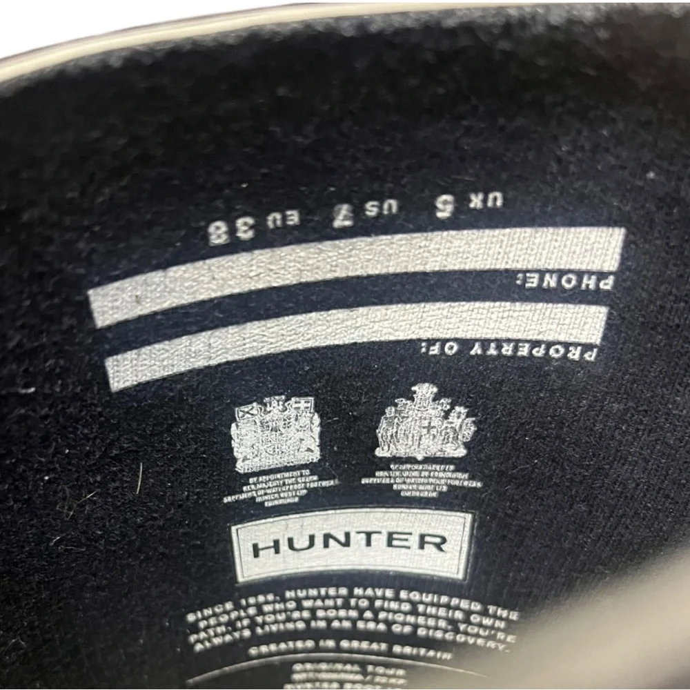 Hunter Original Tall Black Matte Rain Boots Womens Size‎ 7 Wellington Boots